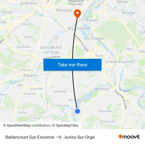 Ballancourt-Sur-Essonne to Juvisy-Sur-Orge map
