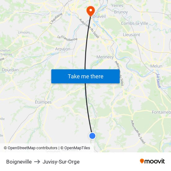 Boigneville to Juvisy-Sur-Orge map