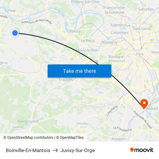 Boinville-En-Mantois to Juvisy-Sur-Orge map