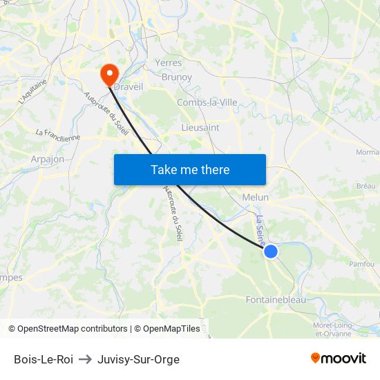 Bois-Le-Roi to Juvisy-Sur-Orge map