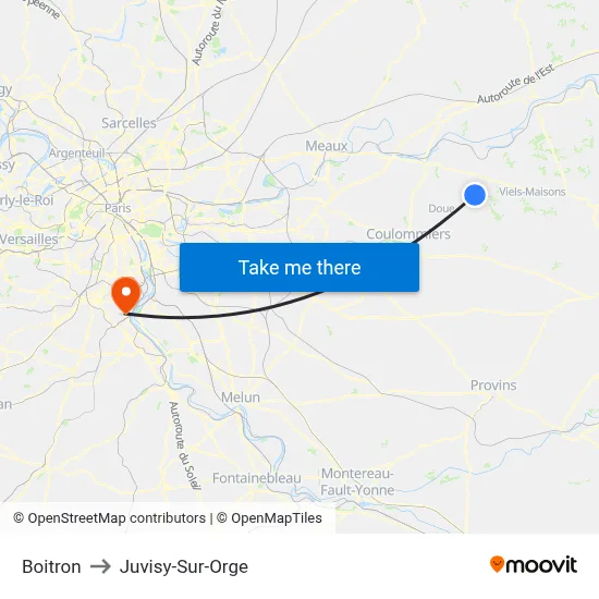 Boitron to Juvisy-Sur-Orge map