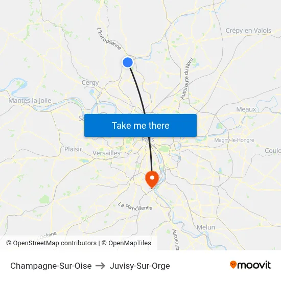 Champagne-Sur-Oise to Juvisy-Sur-Orge map