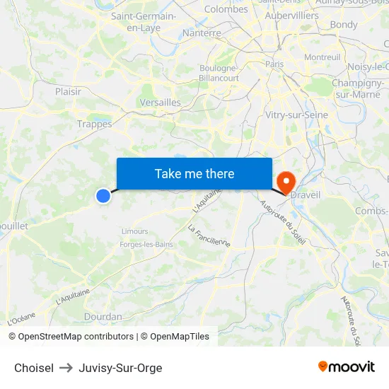 Choisel to Juvisy-Sur-Orge map