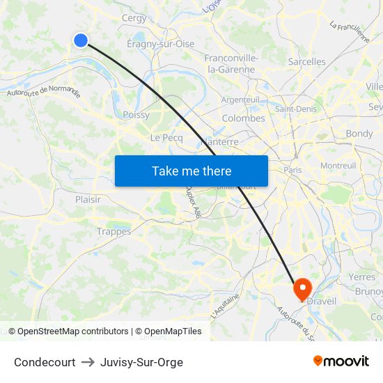 Condecourt to Juvisy-Sur-Orge map