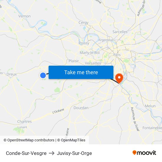 Conde-Sur-Vesgre to Juvisy-Sur-Orge map