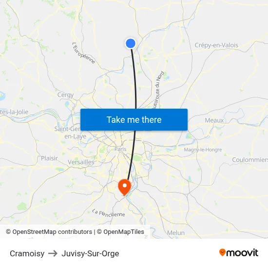 Cramoisy to Juvisy-Sur-Orge map
