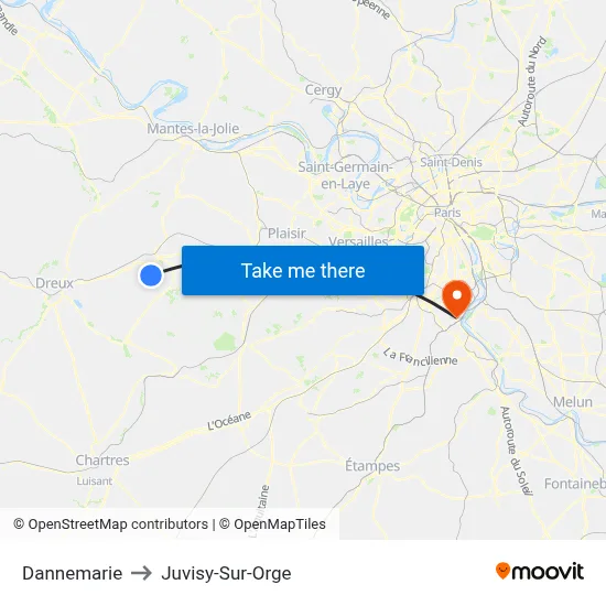 Dannemarie to Juvisy-Sur-Orge map