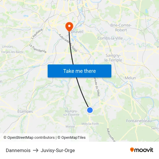 Dannemois to Juvisy-Sur-Orge map