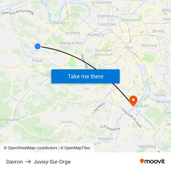 Davron to Juvisy-Sur-Orge map