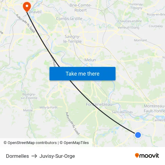 Dormelles to Juvisy-Sur-Orge map