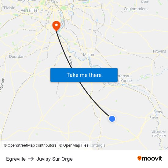 Egreville to Juvisy-Sur-Orge map