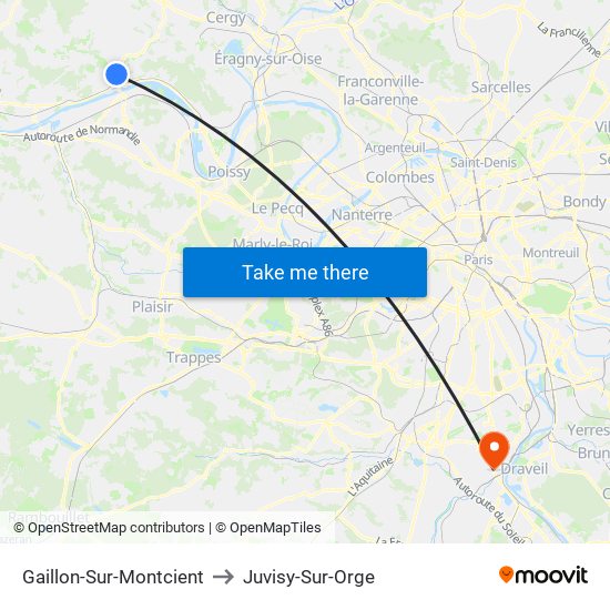 Gaillon-Sur-Montcient to Juvisy-Sur-Orge map