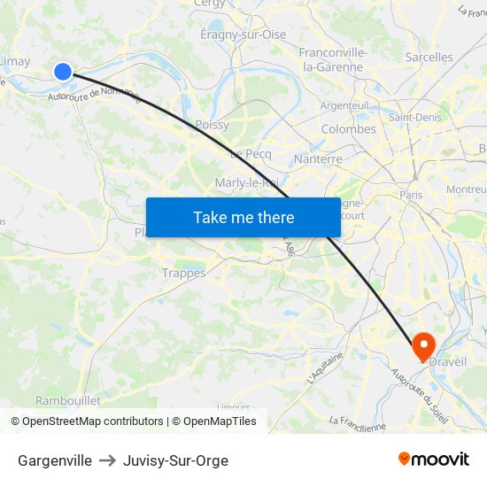 Gargenville to Juvisy-Sur-Orge map