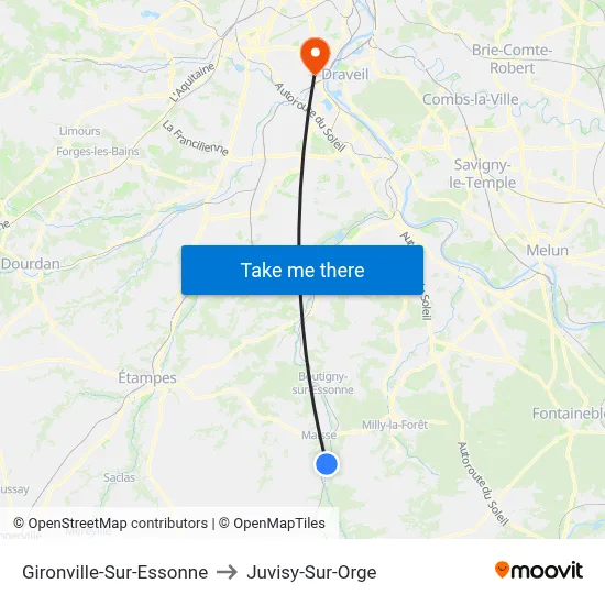 Gironville-Sur-Essonne to Juvisy-Sur-Orge map