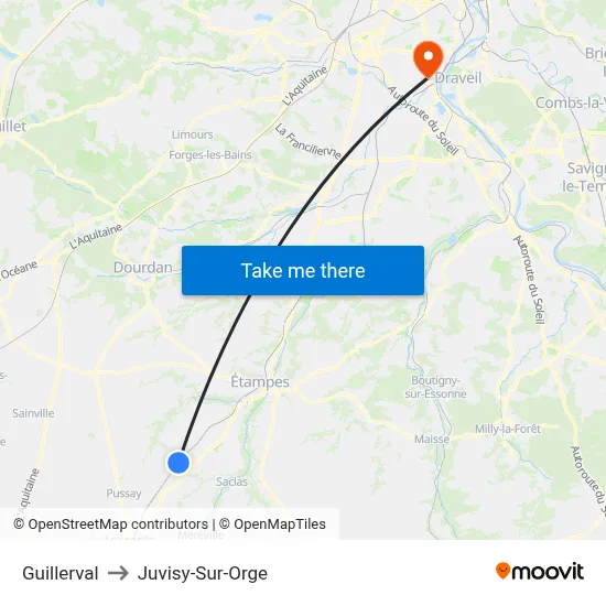Guillerval to Juvisy-Sur-Orge map