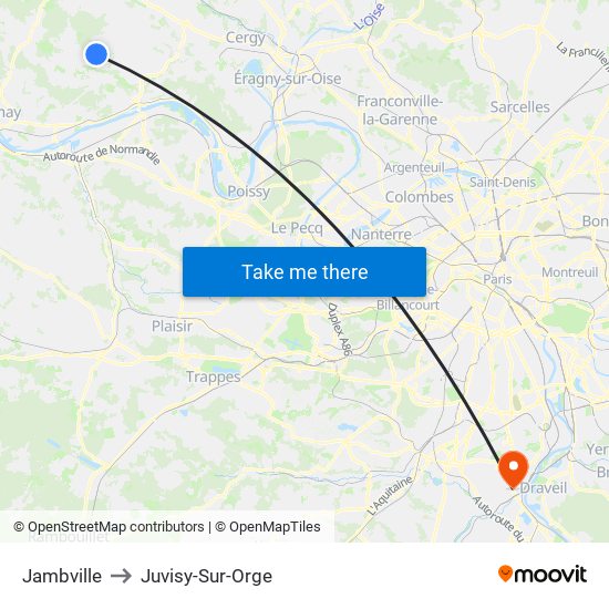 Jambville to Juvisy-Sur-Orge map