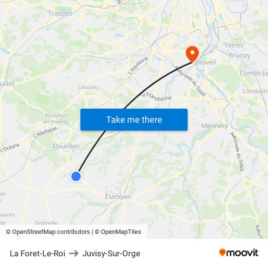 La Foret-Le-Roi to Juvisy-Sur-Orge map