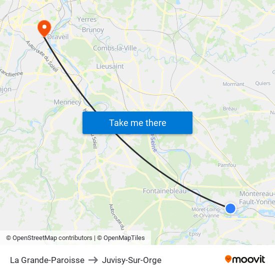 La Grande-Paroisse to Juvisy-Sur-Orge map