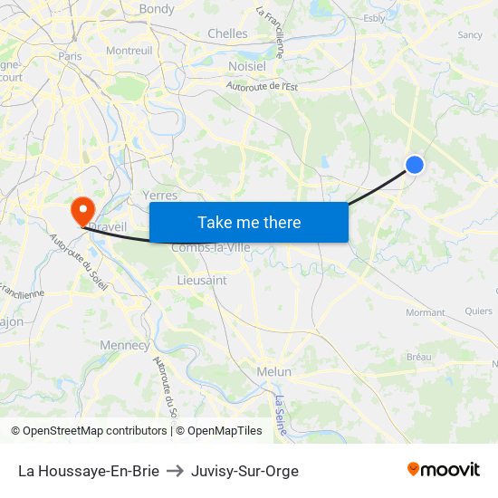 La Houssaye-En-Brie to Juvisy-Sur-Orge map
