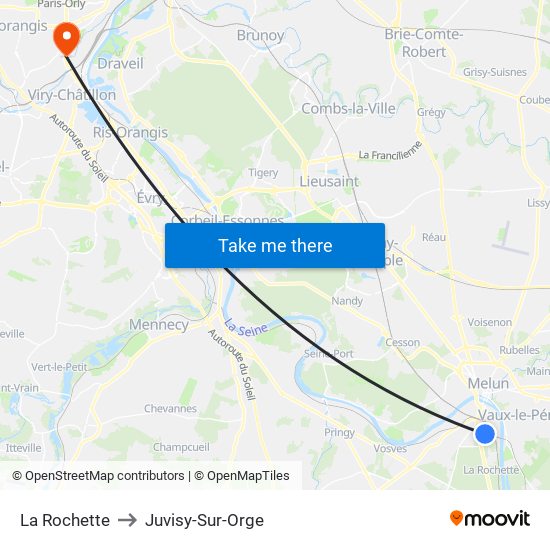 La Rochette to Juvisy-Sur-Orge map