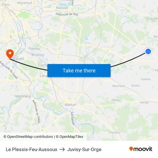 Le Plessis-Feu-Aussoux to Juvisy-Sur-Orge map
