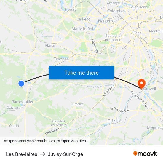Les Breviaires to Juvisy-Sur-Orge map