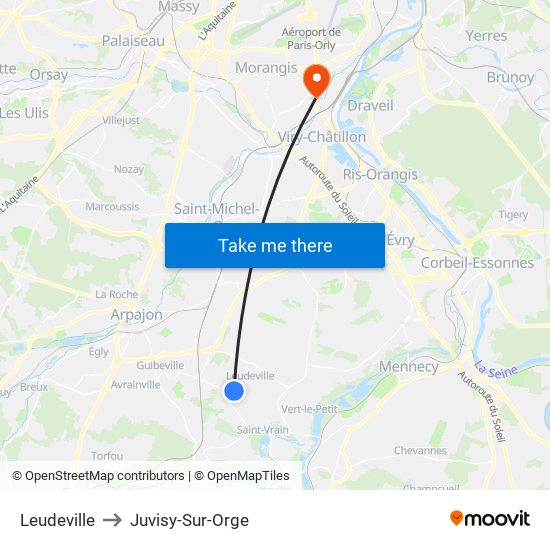 Leudeville to Juvisy-Sur-Orge map