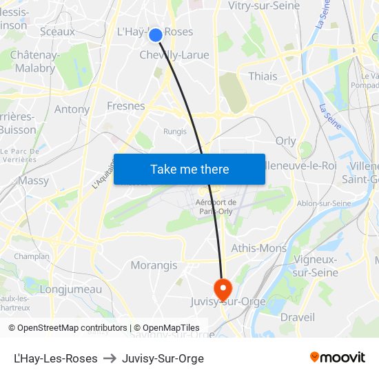 L'Hay-Les-Roses to Juvisy-Sur-Orge map