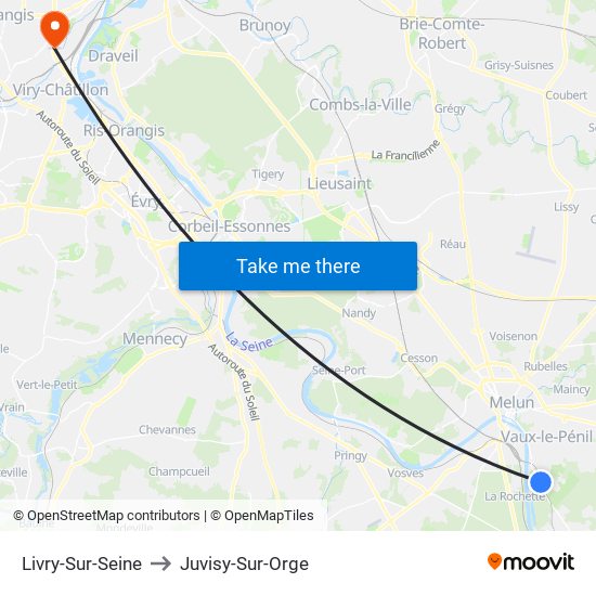 Livry-Sur-Seine to Juvisy-Sur-Orge map