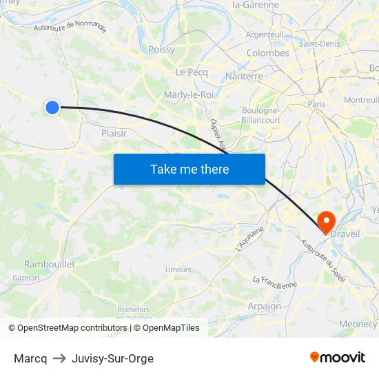 Marcq to Juvisy-Sur-Orge map