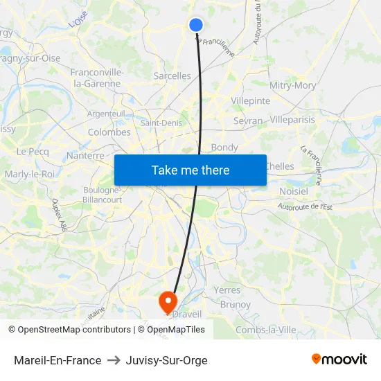 Mareil-En-France to Juvisy-Sur-Orge map