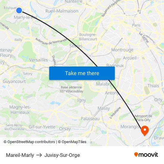 Mareil-Marly to Juvisy-Sur-Orge map