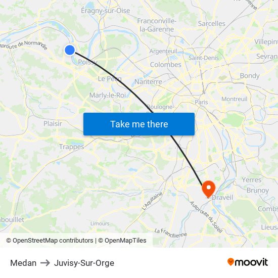 Medan to Juvisy-Sur-Orge map