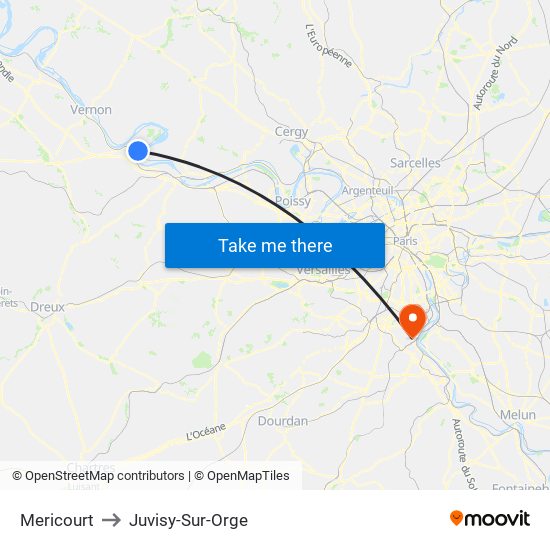 Mericourt to Juvisy-Sur-Orge map