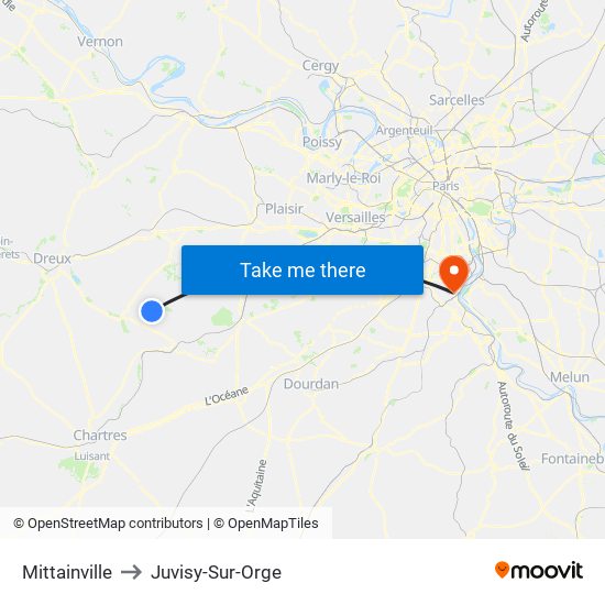 Mittainville to Juvisy-Sur-Orge map