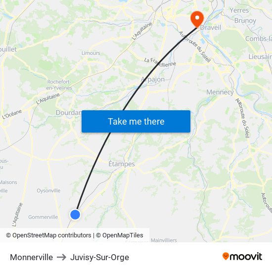 Monnerville to Juvisy-Sur-Orge map