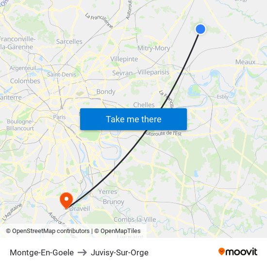 Montge-En-Goele to Juvisy-Sur-Orge map