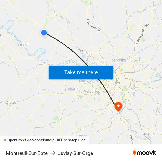 Montreuil-Sur-Epte to Juvisy-Sur-Orge map