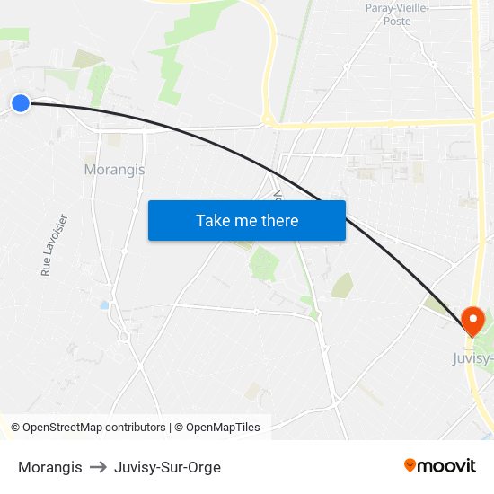 Morangis to Juvisy-Sur-Orge map