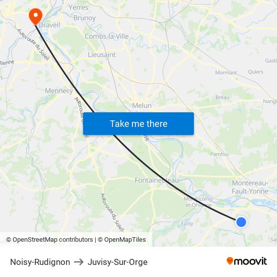 Noisy-Rudignon to Juvisy-Sur-Orge map