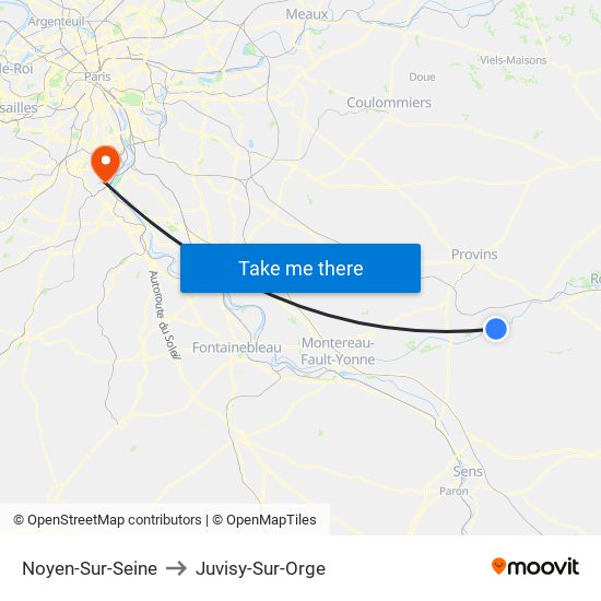 Noyen-Sur-Seine to Juvisy-Sur-Orge map