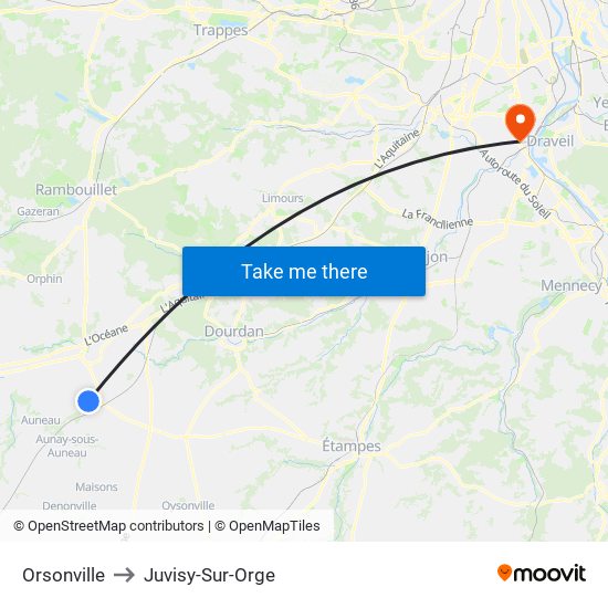 Orsonville to Juvisy-Sur-Orge map