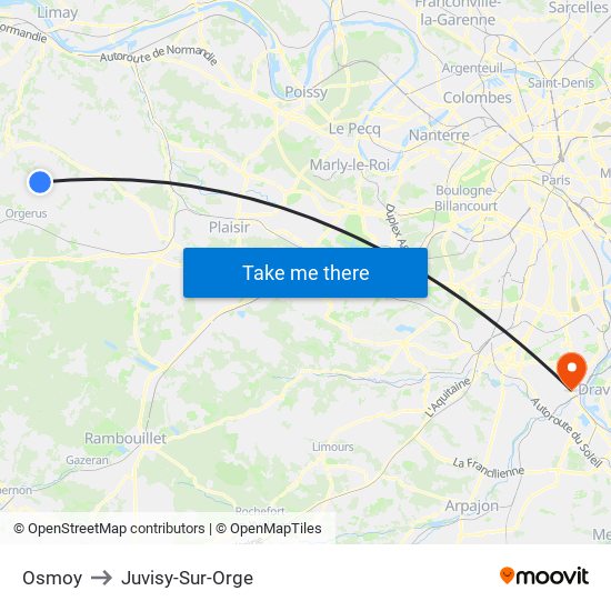 Osmoy to Juvisy-Sur-Orge map