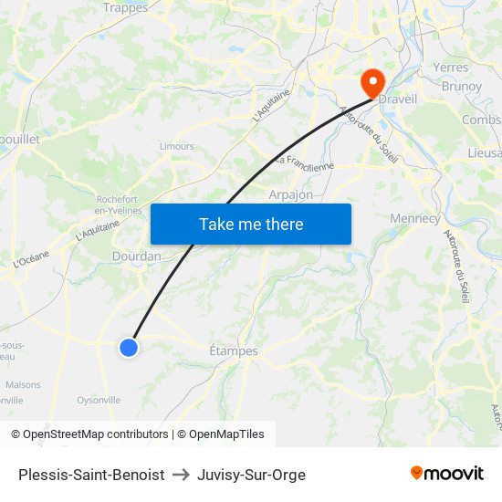 Plessis-Saint-Benoist to Juvisy-Sur-Orge map