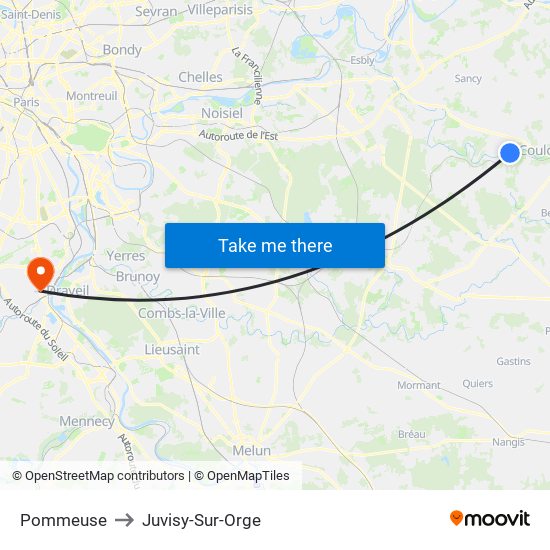 Pommeuse to Juvisy-Sur-Orge map