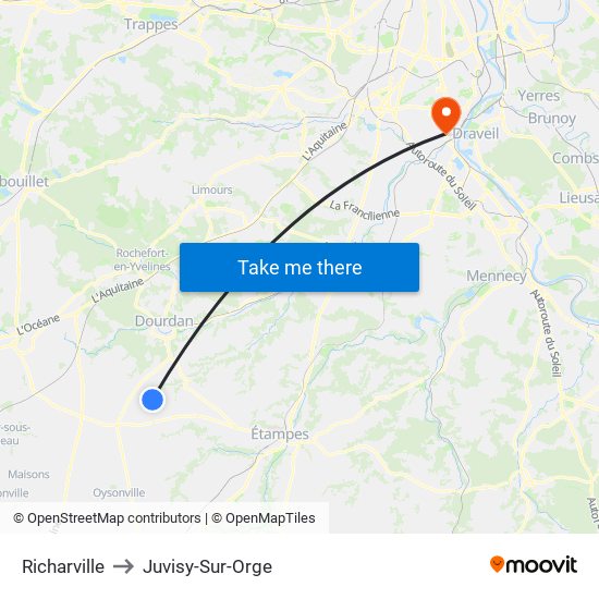 Richarville to Juvisy-Sur-Orge map
