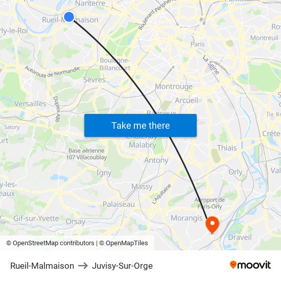 Rueil-Malmaison to Juvisy-Sur-Orge map