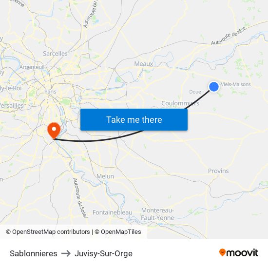 Sablonnieres to Juvisy-Sur-Orge map