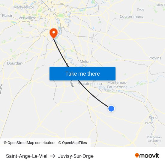 Saint-Ange-Le-Viel to Juvisy-Sur-Orge map