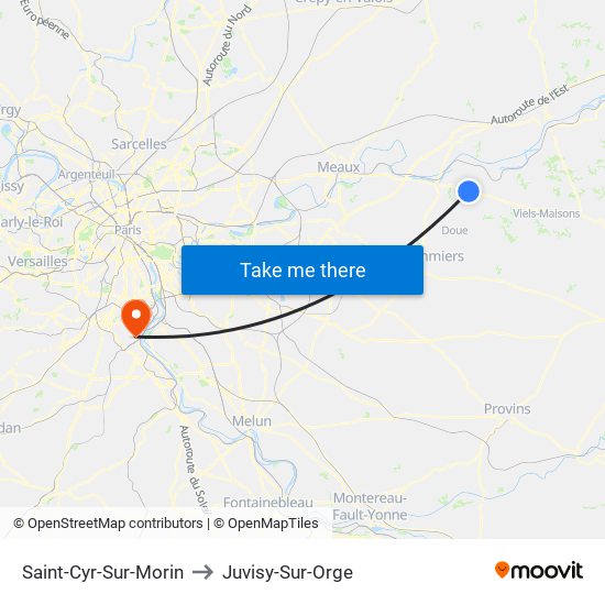 Saint-Cyr-Sur-Morin to Juvisy-Sur-Orge map